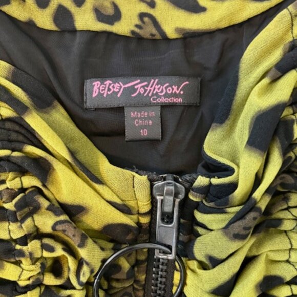 Unique Betsey Johnson Cupcake Dress, Lime Green Leopard, Size 10 (Large) - Picture 8 of 10